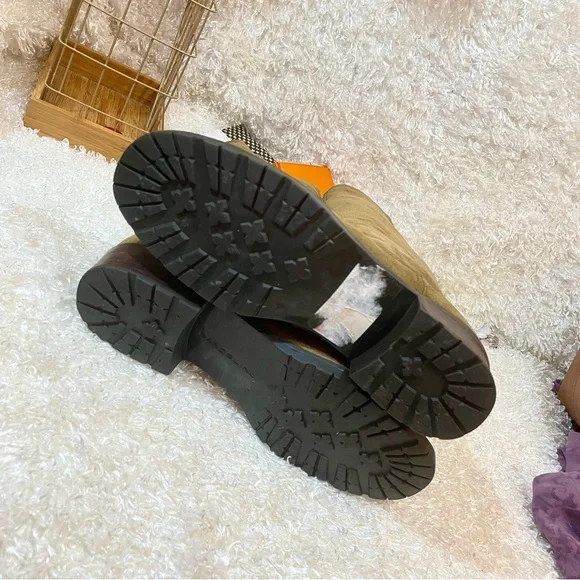 unlined Genuine Leather pull on high mid calf boots size: 7.5 brown - Picture 10 of 15